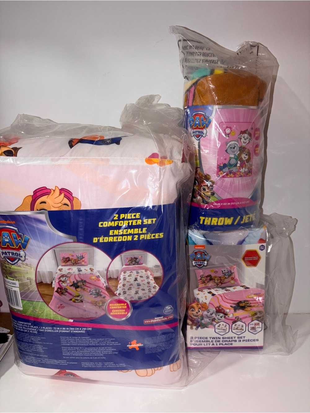 Paw Patrol Pink Comforter Set + Throw & TWIN Bed Sheet Set